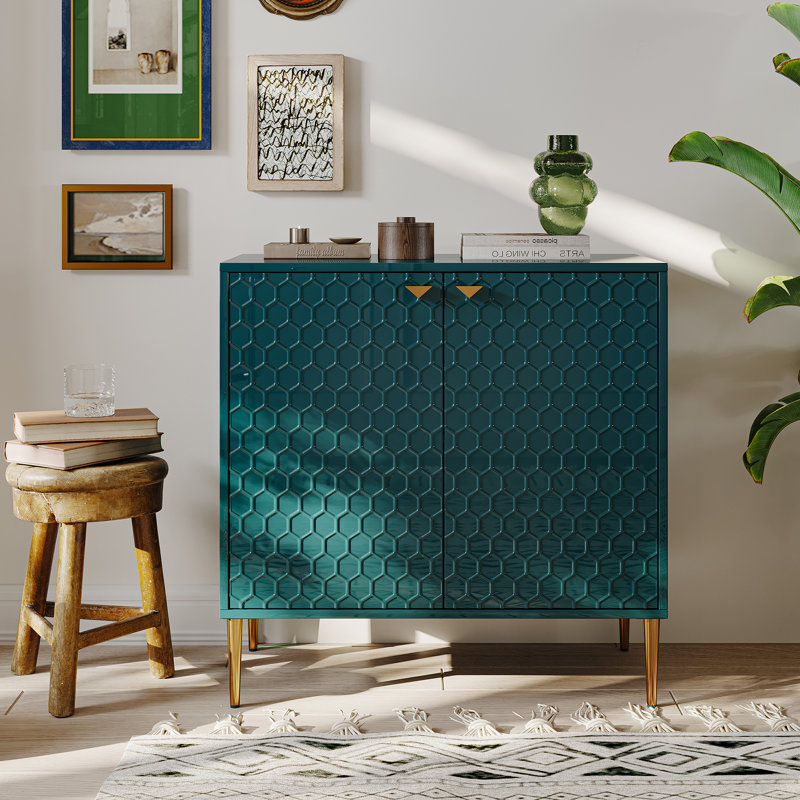 Bima 32 Tall 2 Door Accent Cabinet with High Gloss Willa Arlo Interiors Color Green